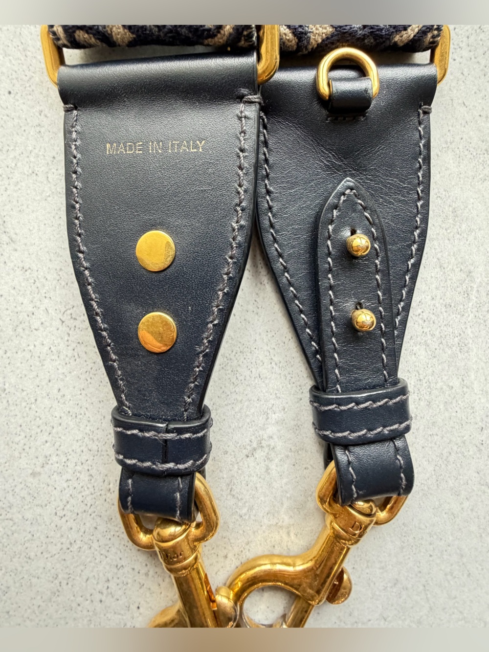 Dior Saddle Shoulder Bag in Taupe with Navy Logo Strap - Picture 14 of 14